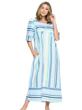 Casual‎ Nights Women's Zip Front Housecoat Long Duster Lounger Size L